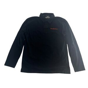 Vintage Harley Davidson Shirt Mens Medium Black Rugby Bolo Embroidered Y2K Biker
